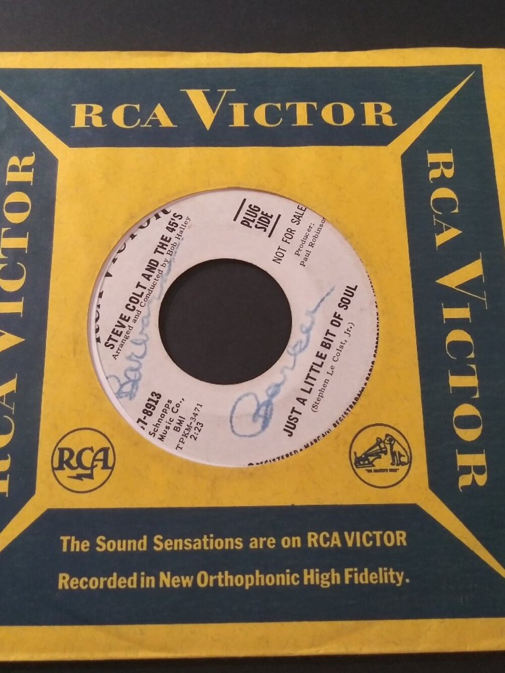 Steve Colt & The 45's – Just A Little Bit Of Soul VG+ 45RPM PromoRCA Record 1956